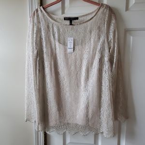 WHBM Lace tunic with metallic threads